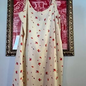 Urban Outfitters Cream and Red Tie Strap Sundress